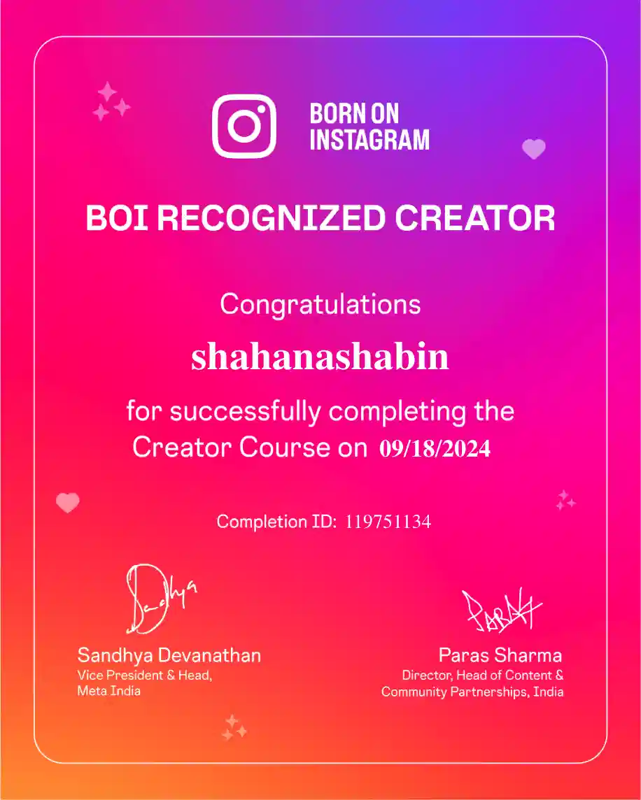 BOI Certificate issued by Instagram for the best digital marketing expert in Kochi, Kerala, India