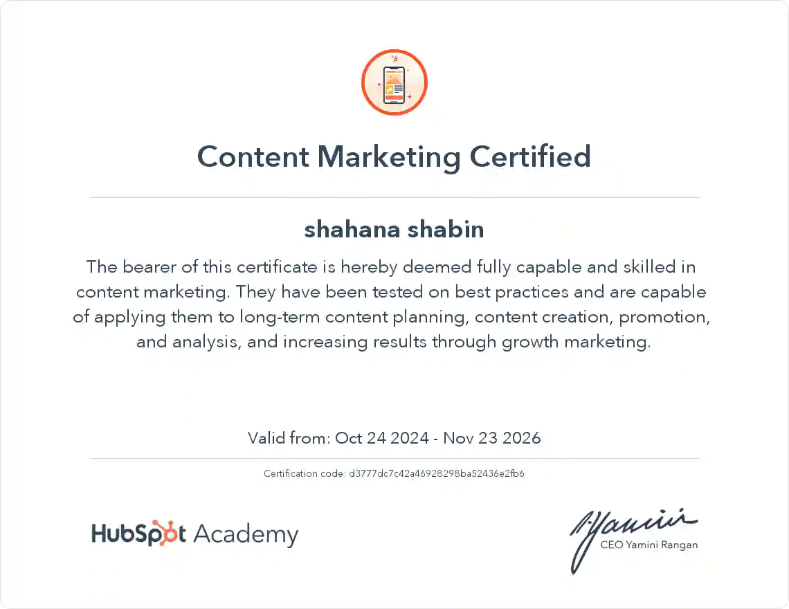 Content marketing certificate for the best digital marketer Kochi