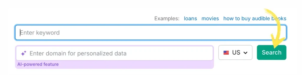 SEMrush Keyword Magic Tool interface for identifying search intent in SEO, displaying keyword metrics.